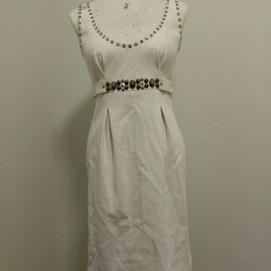 Rebecca Taylor Dress SZ 6 Beading Detail Cream